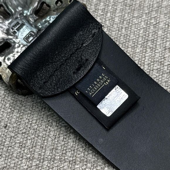 Vintage Just Cavalli 90s black leather belt statement buckle gems rhinestones - Picture 4 of 8